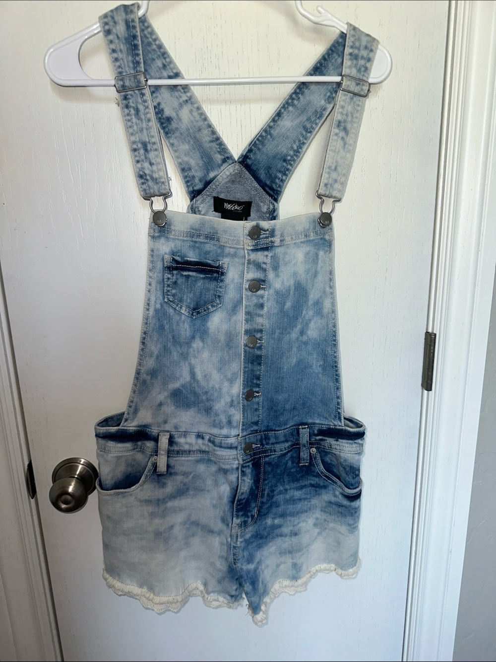 Mossimo Light Wash Blue Denim Short Overalls